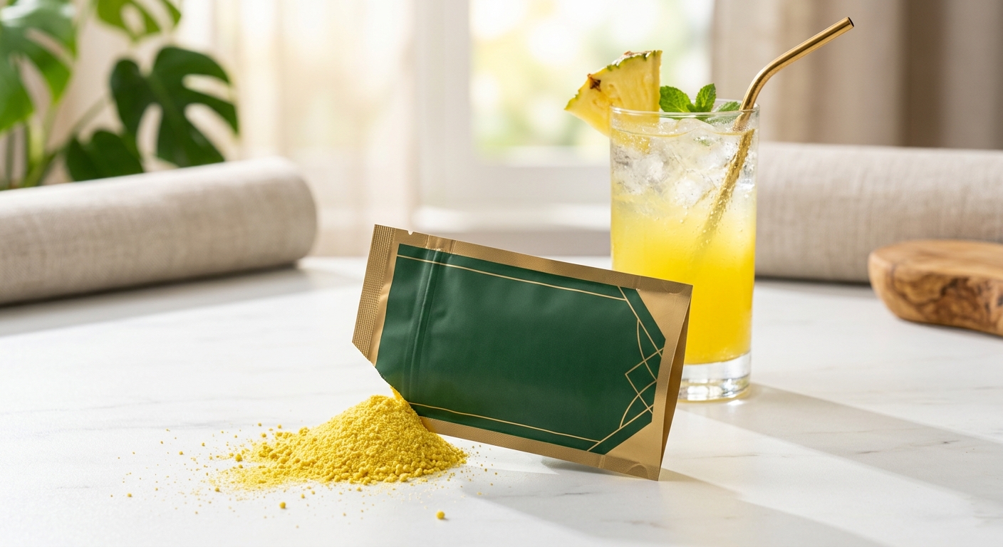 Electrolyte powder with fresh pineapple