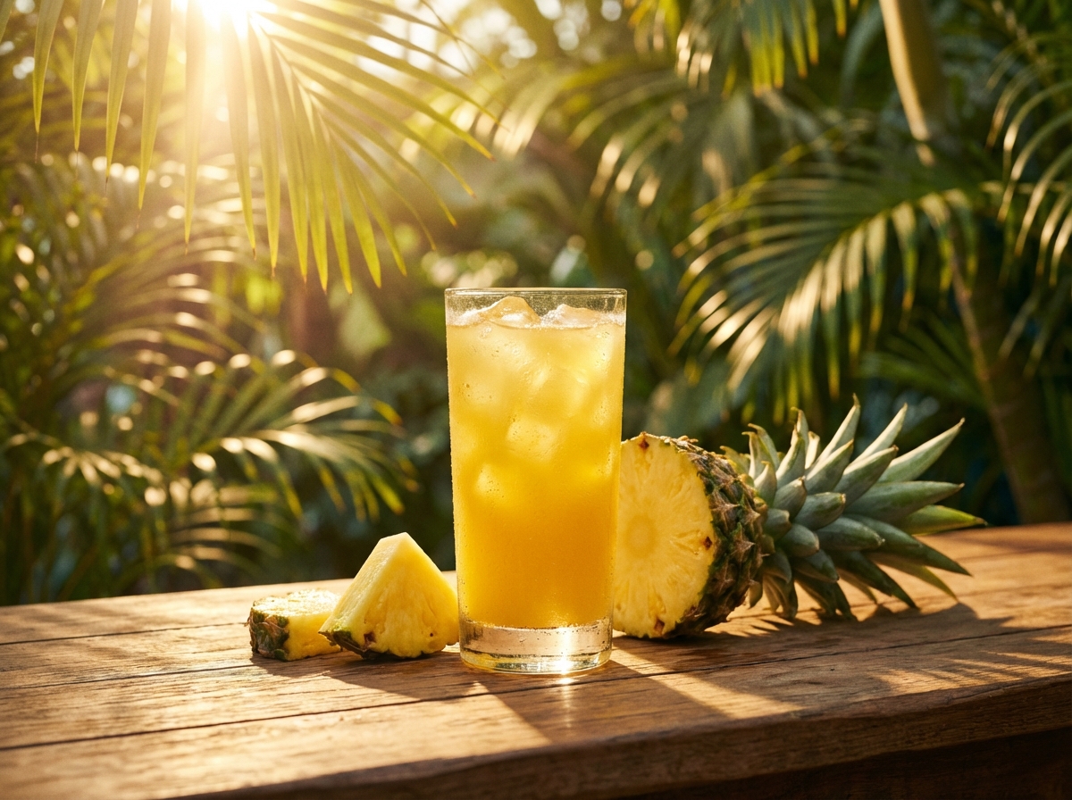 Fresh golden pineapple juice